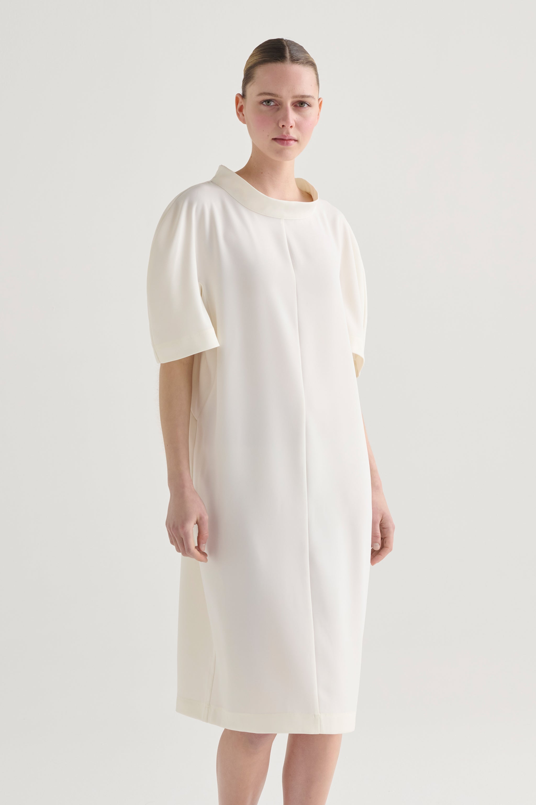 Draped boat-neck dress